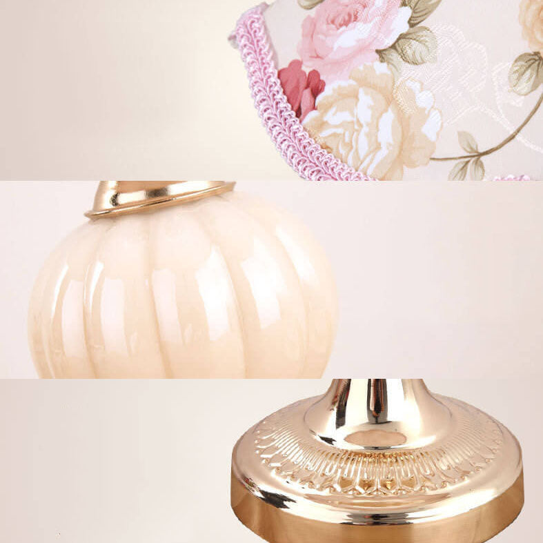Vintage Floral Glass Table Lamp