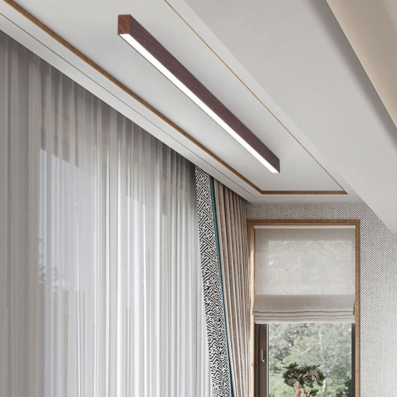 Wood Grain LED Flush Mount Ceiling Light for Living Room
