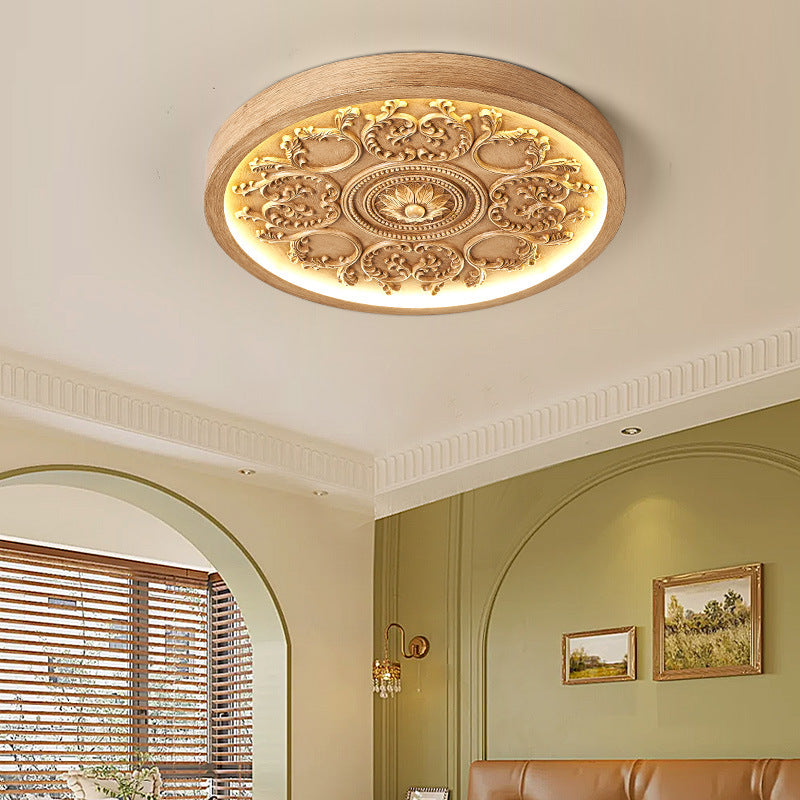 Carved LED Flush Mount Ceiling Light for Bedroom