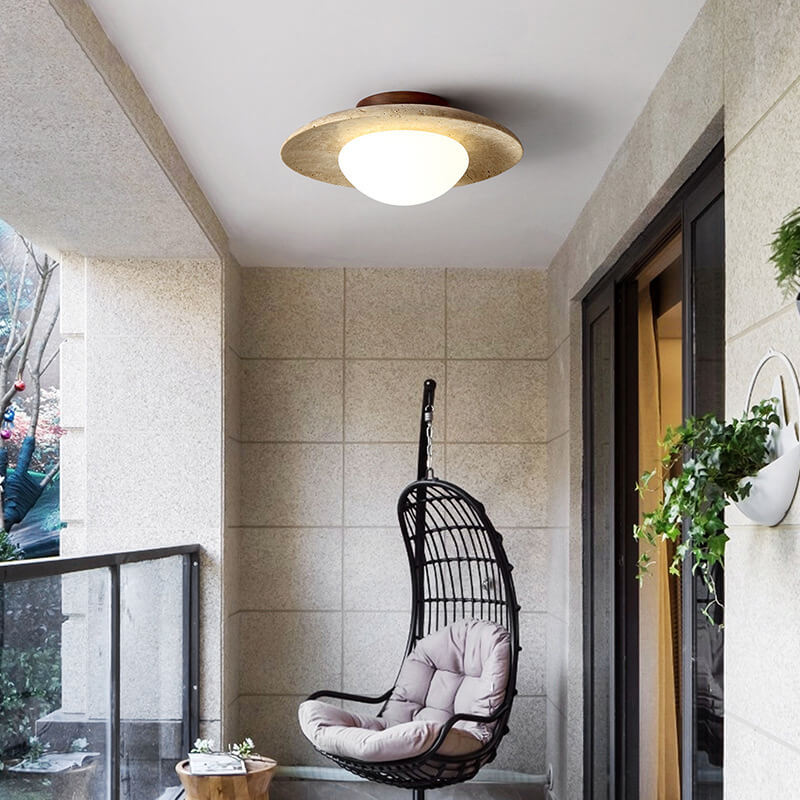 Travertine Flush Mount Ceiling Light for Hallway