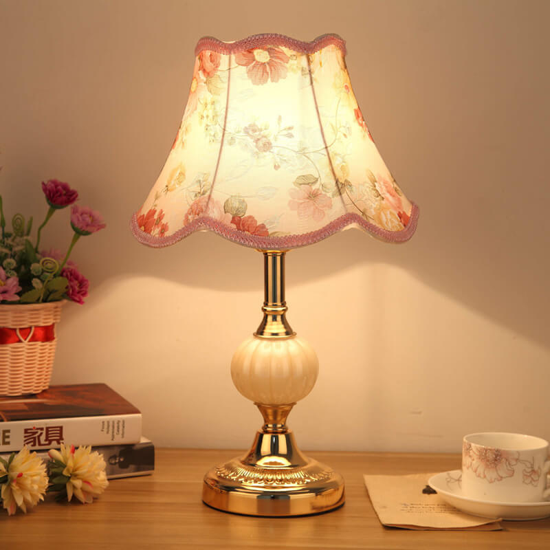 Vintage Floral Glass Table Lamp