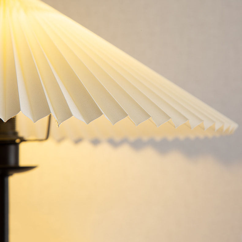 Vintage Pleated Fabric Standing Floor Lamp for Living Room