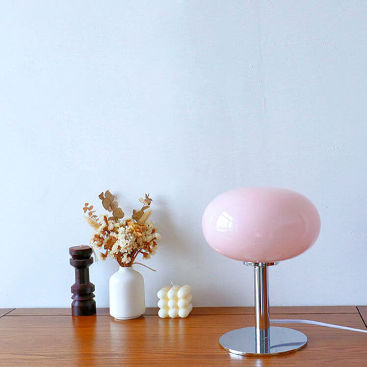 Cream Glass Table Lamp for Bedroom