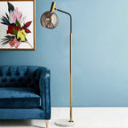 Glass Dome Marble Floor Lamp for Living Room