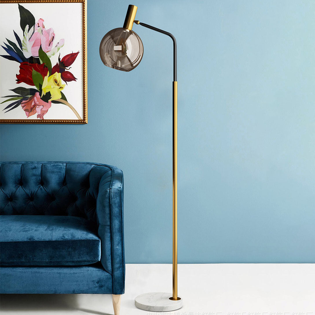 Glass Dome Marble Floor Lamp for Living Room
