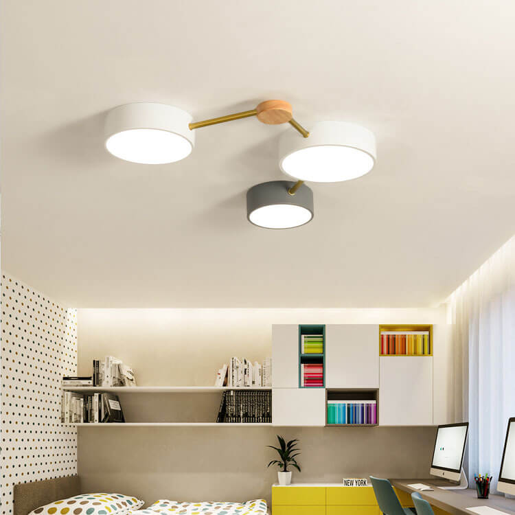 Scandinavian Wood LED Flush Mount Ceiling Light