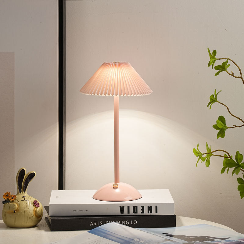 Pleated Bedside Table Lamp for Bedroom