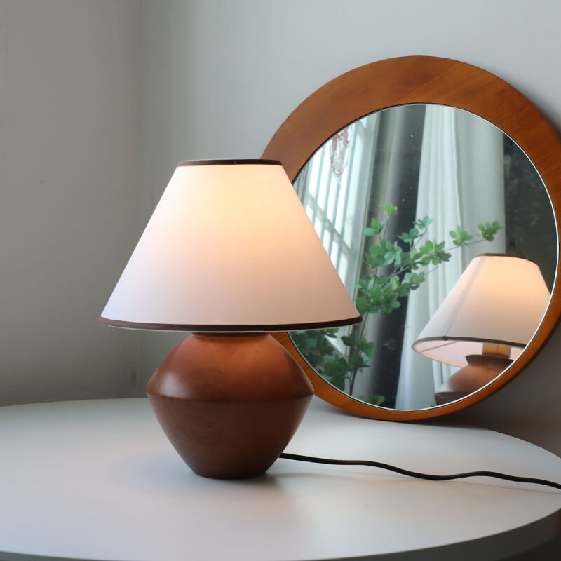 Wabi-Sabi Solid Wood Table Lamp for Bedroom
