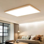 Wood Rectangle LED Flush Mount Ceiling Light for Living Room