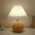 Pleated Rattan LED Table Lamp for Bedroom