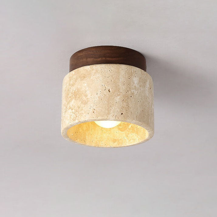 Travertine Flush Mount Ceiling Light for Hallway