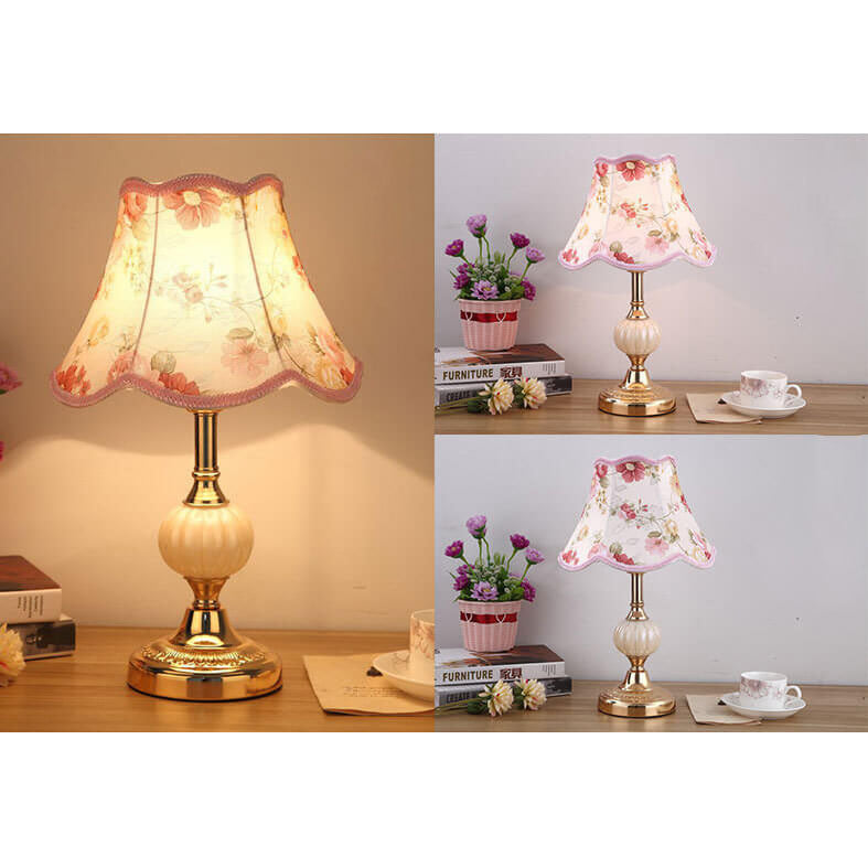 Vintage Floral Glass Table Lamp