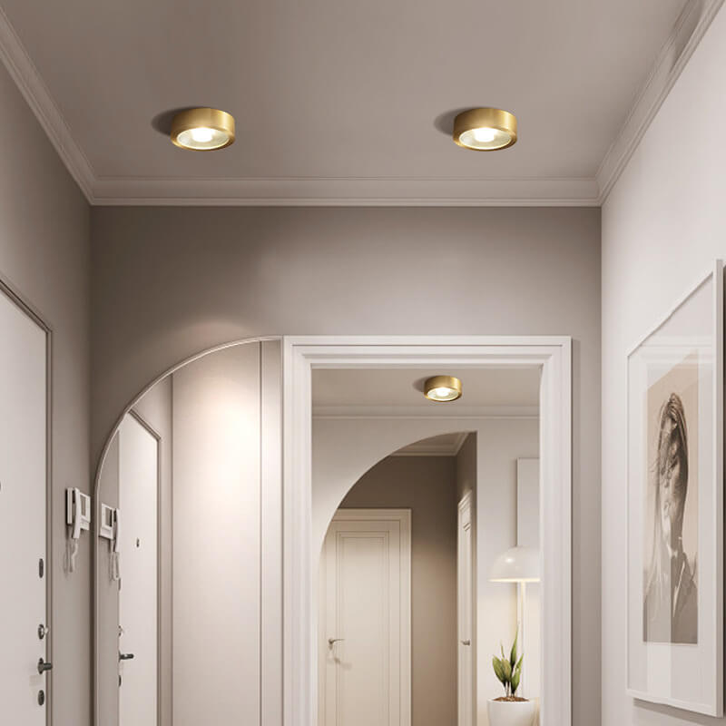 Ultra-Thin Copper LED Flush Mount Ceiling Light