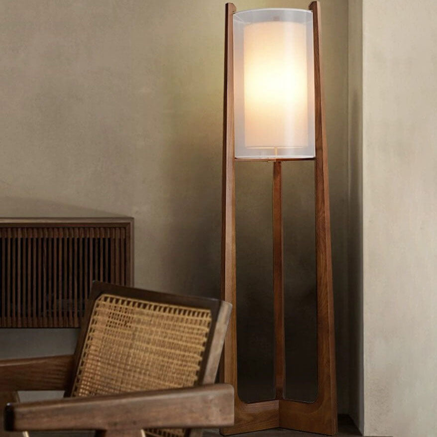 Japanese Wood Column Floor Lamp