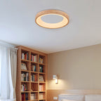 Wood Flush Mount Ceiling Light Round Acrylic Fixture for Bedroom