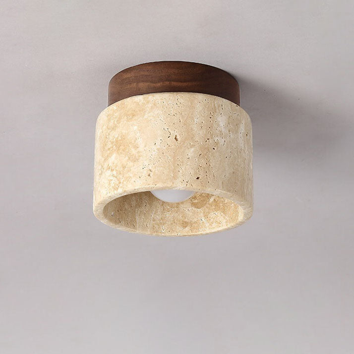 Travertine Flush Mount Ceiling Light for Hallway