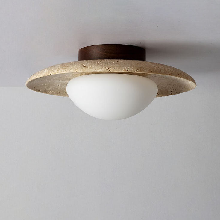 Travertine Flush Mount Ceiling Light for Hallway