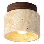 Travertine Flush Mount Ceiling Light for Hallway