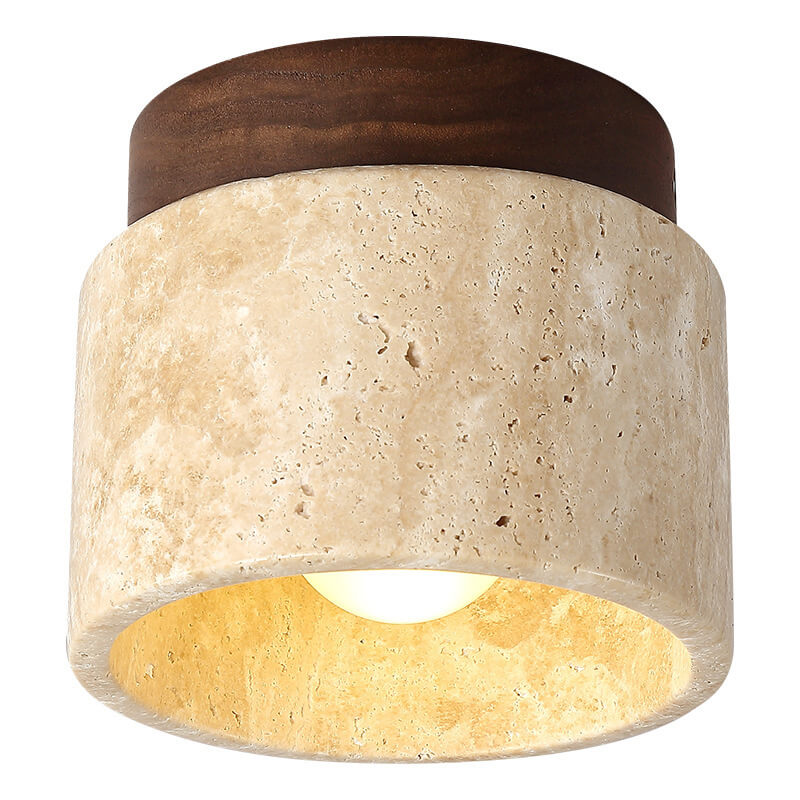 Travertine Flush Mount Ceiling Light for Hallway