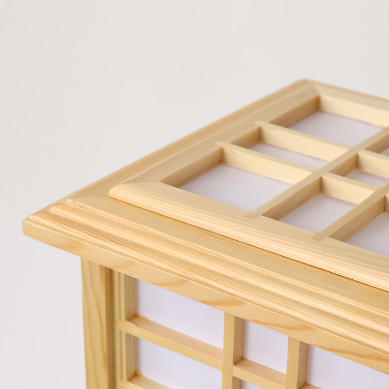 Japanese Wood Pillar Floor Lamp for Bedroom