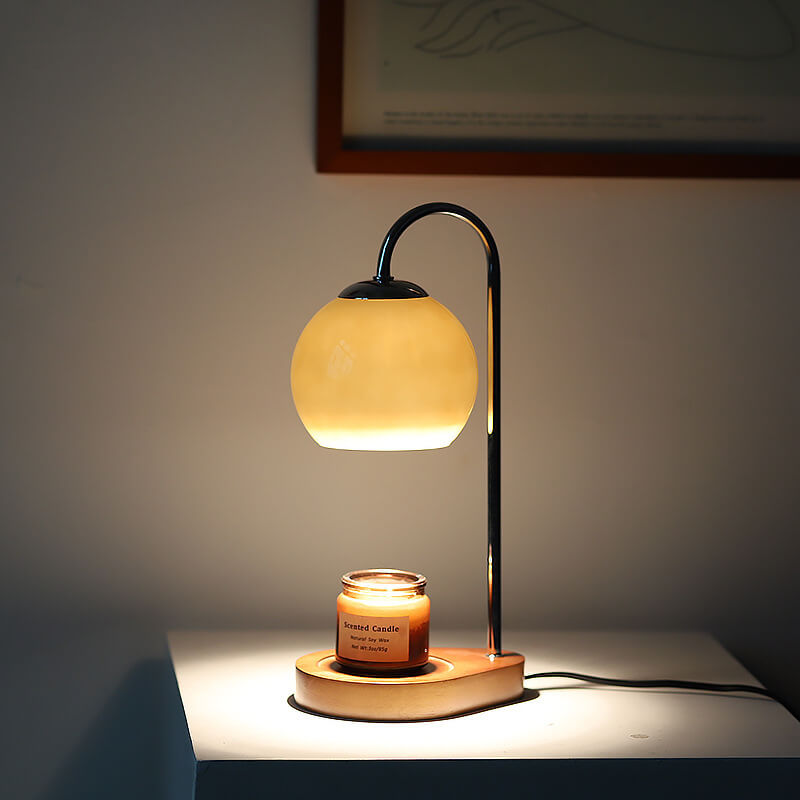Solid Wood Glass Table Lamp for Bedroom