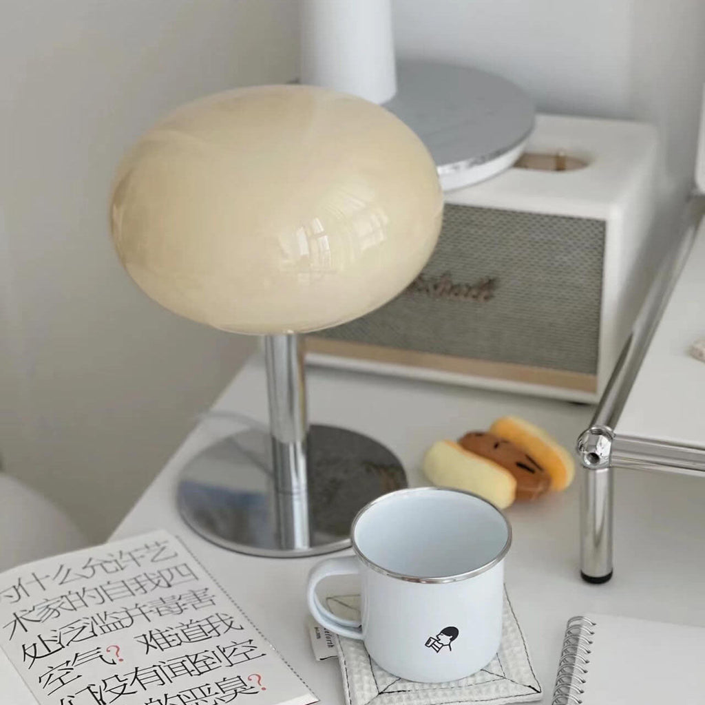 Cream Glass Table Lamp for Bedroom