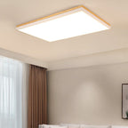 Wood Rectangle LED Flush Mount Ceiling Light for Living Room