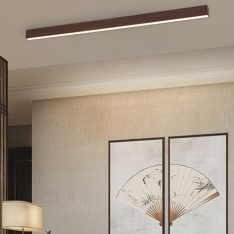 Wood Grain LED Flush Mount Ceiling Light for Living Room