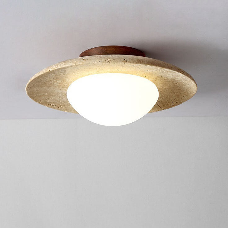 Travertine Flush Mount Ceiling Light for Hallway