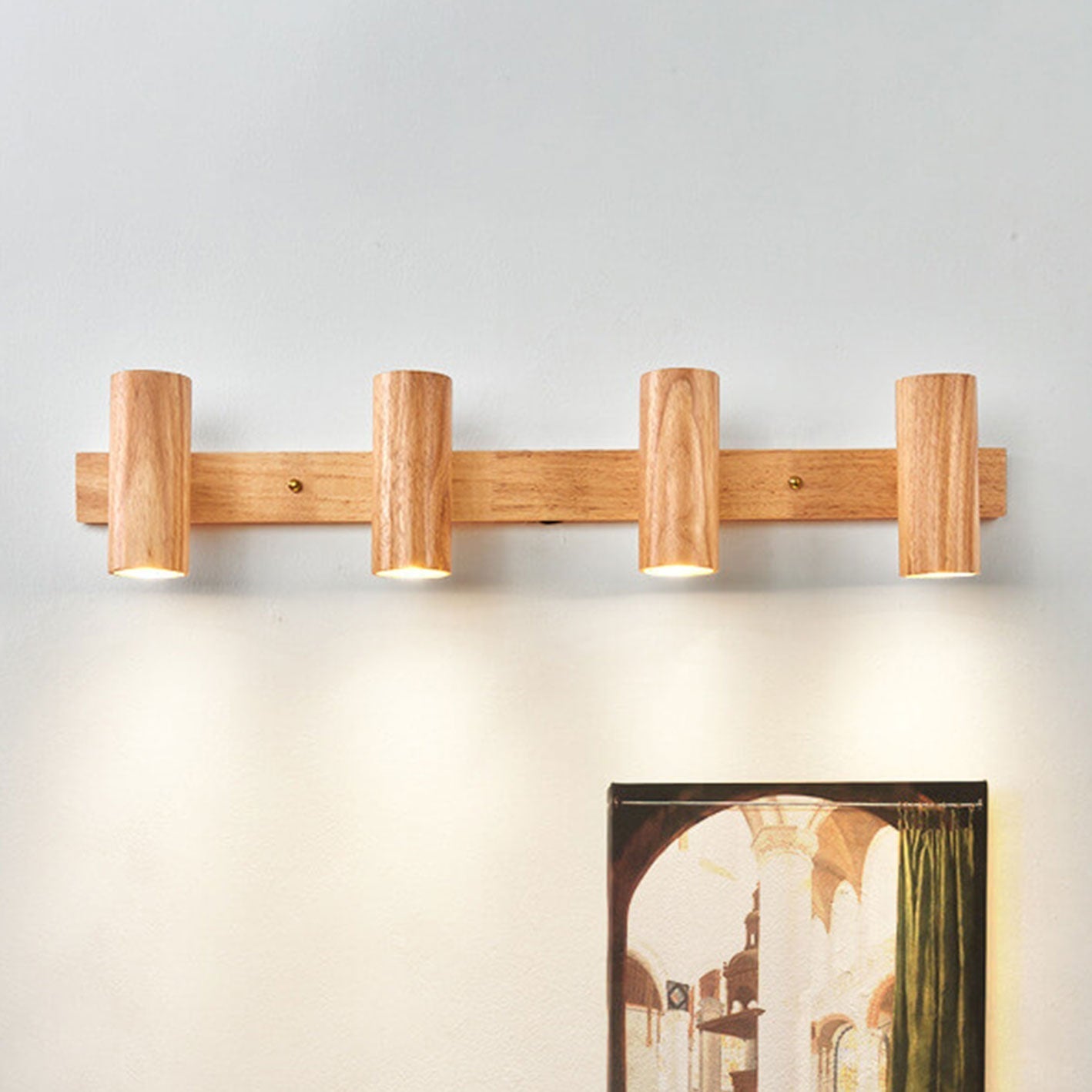 Modern Wood Track Wall Sconce for Bedroom and Hallway