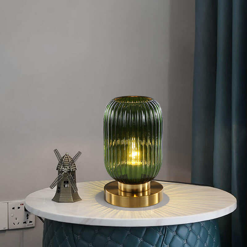 Striped Glass Table Lamp for Bedroom