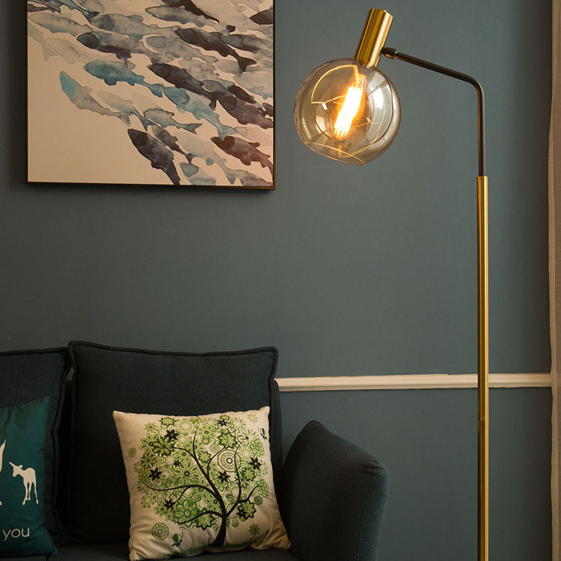Glass Dome Marble Floor Lamp for Living Room