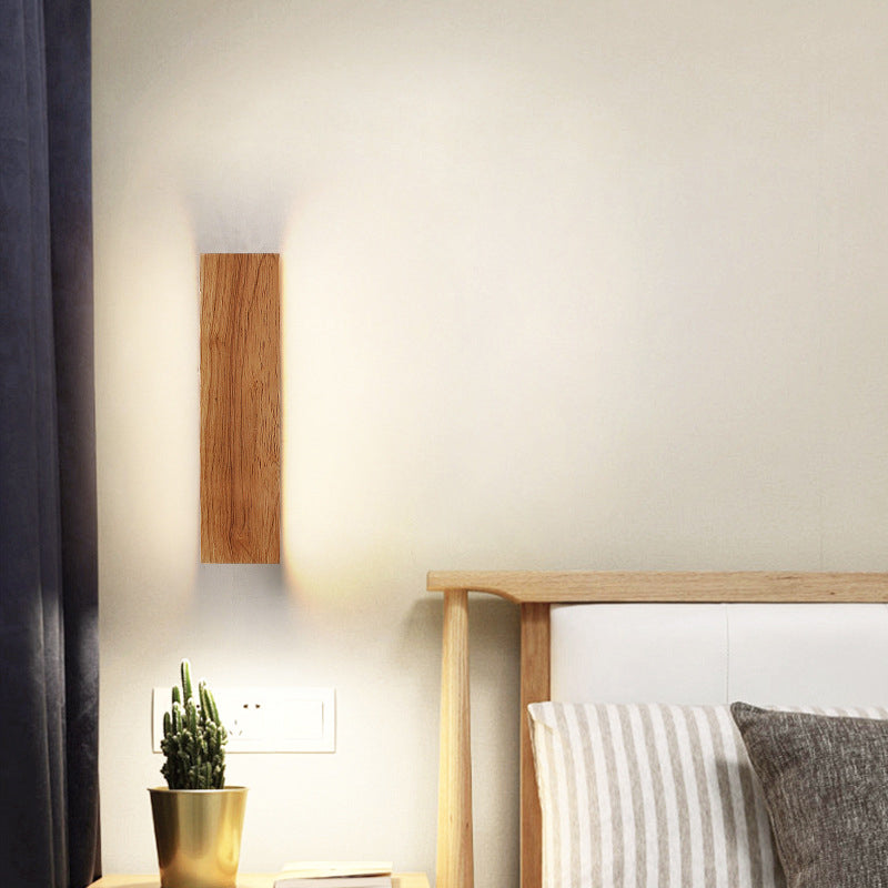 Solid Wood Strip LED Wall Sconce for Bedroom and Hallway