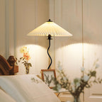 Vintage Pleated Fabric Standing Floor Lamp for Living Room