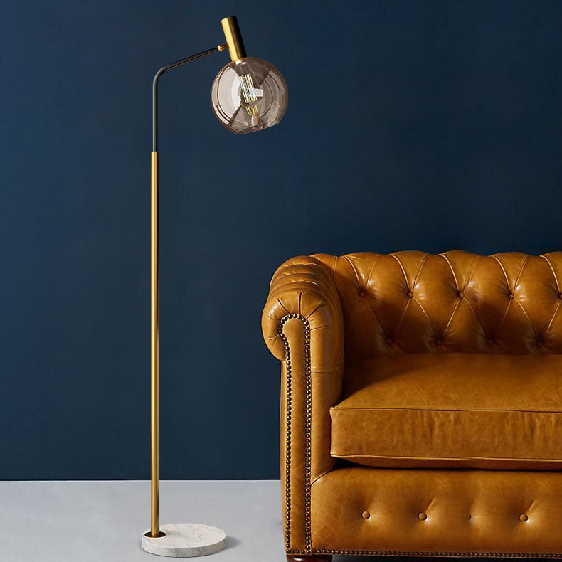 Glass Dome Marble Floor Lamp for Living Room