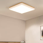 Wood Rectangle LED Flush Mount Ceiling Light for Living Room