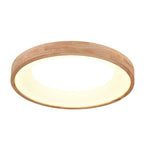 Wood Flush Mount Ceiling Light Round Acrylic Fixture for Bedroom