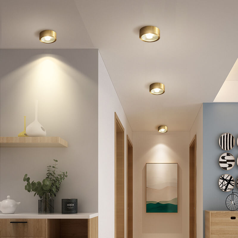 Ultra-Thin Copper LED Flush Mount Ceiling Light