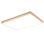 Wood Rectangle LED Flush Mount Ceiling Light for Living Room