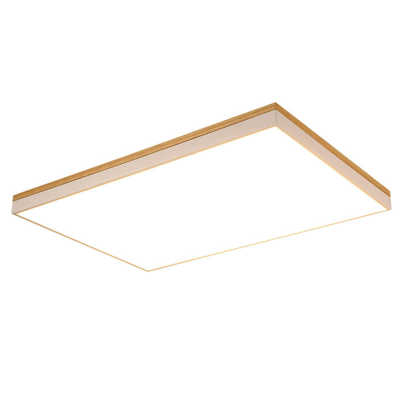 Wood Rectangle LED Flush Mount Ceiling Light for Living Room