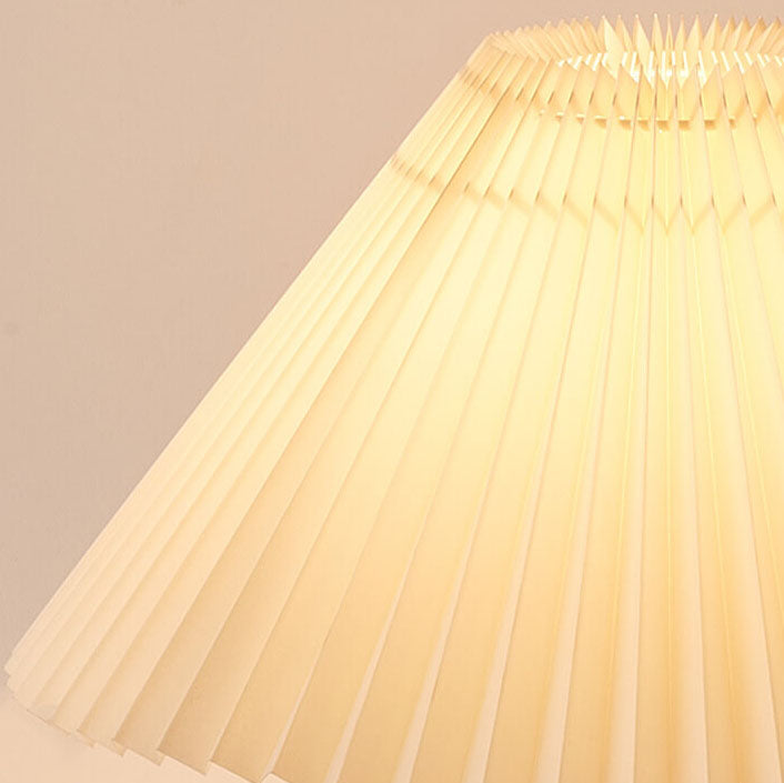 Japanese Pleated Wood Table Lamp for Bedroom