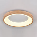 Wood Flush Mount Ceiling Light Round Acrylic Fixture for Bedroom