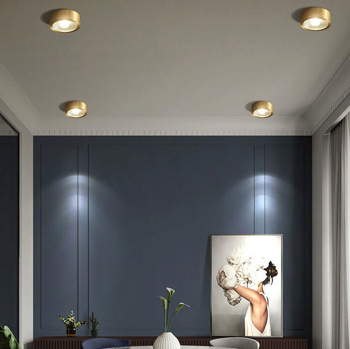 Ultra-Thin Copper LED Flush Mount Ceiling Light