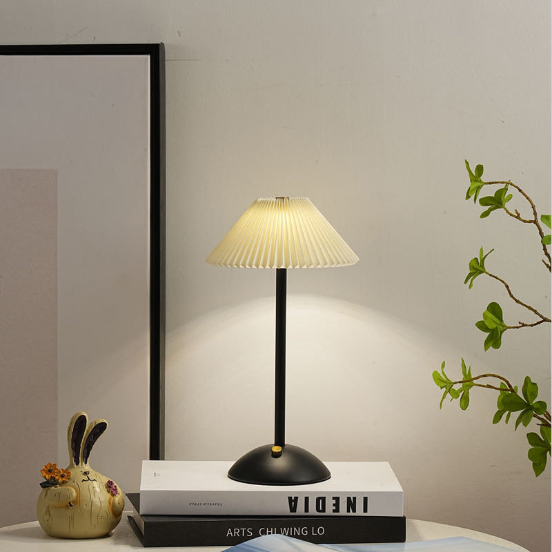Pleated Bedside Table Lamp for Bedroom