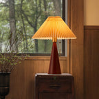 Japanese Pleated Wood Table Lamp for Bedroom