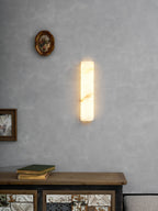 Alvia Alabaster Wall Light — Ribbed Stone Wall Sconce for Bedroom & Hallway