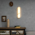 Alvia Alabaster Wall Light — Ribbed Stone Wall Sconce for Bedroom & Hallway