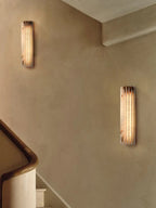 Alvia Alabaster Wall Light — Ribbed Stone Wall Sconce for Bedroom & Hallway