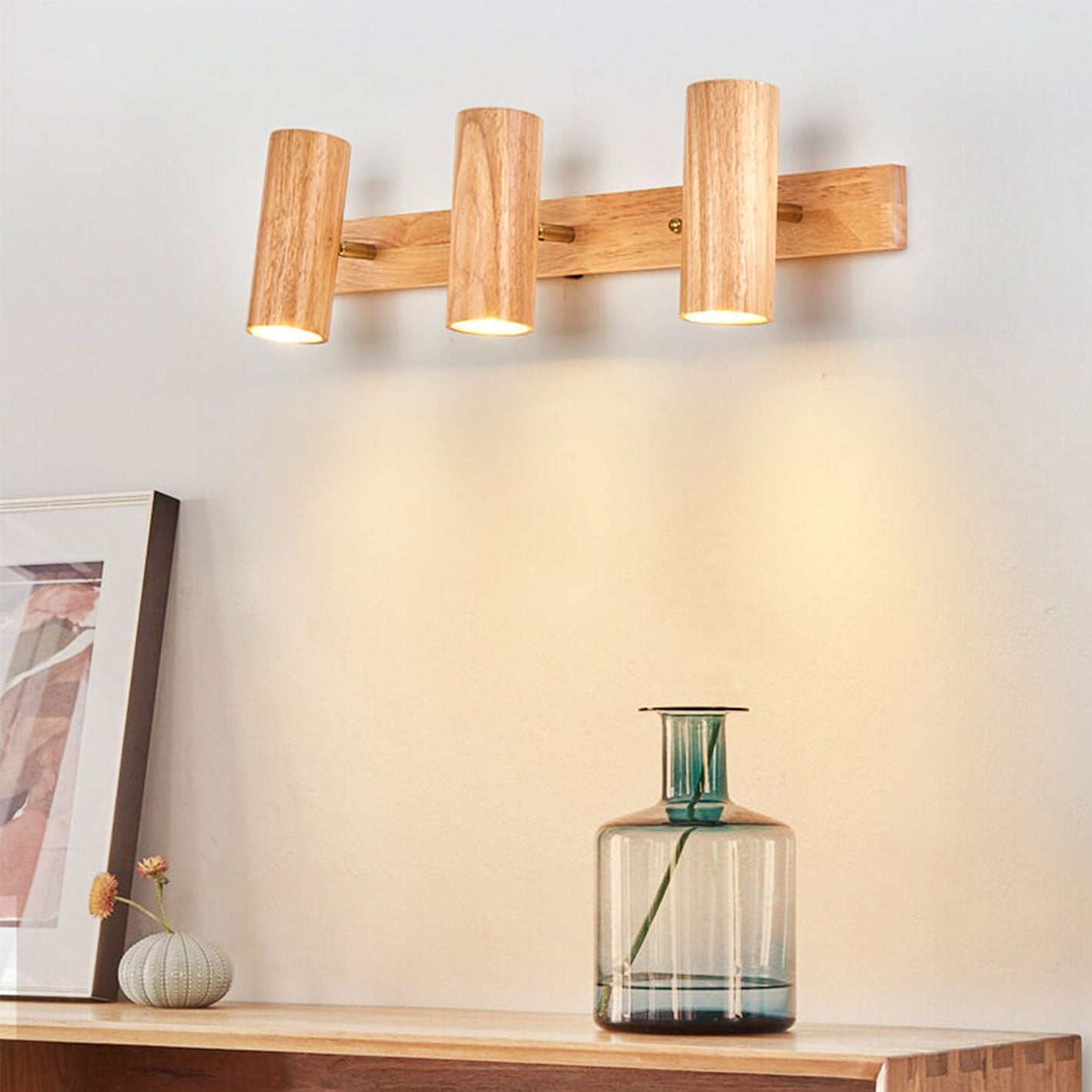 Modern Wood Track Wall Sconce for Bedroom and Hallway