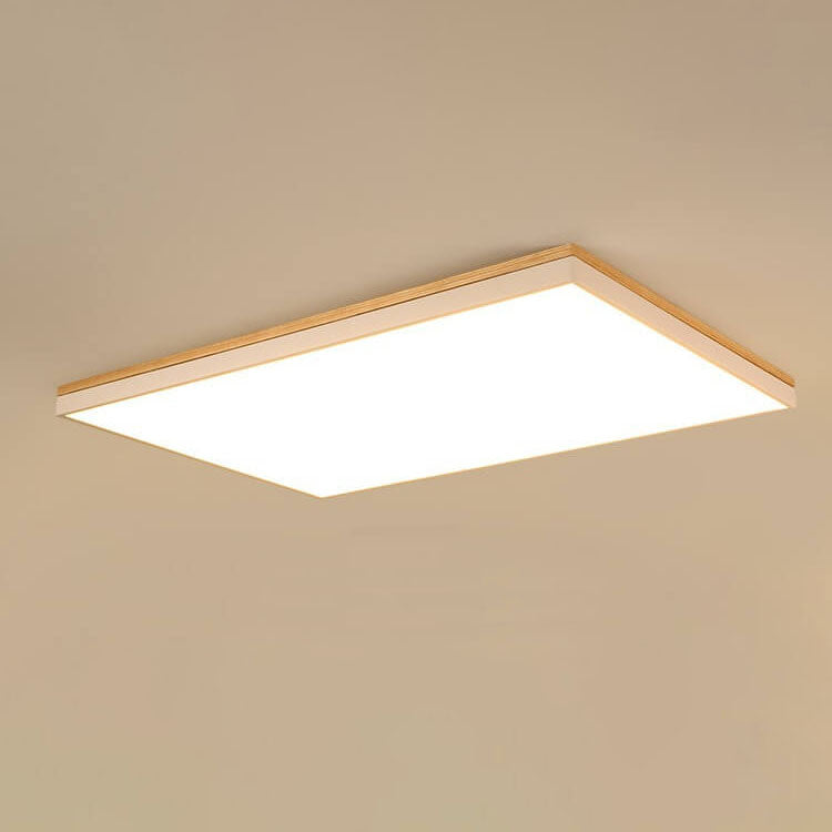 Wood Rectangle LED Flush Mount Ceiling Light for Living Room